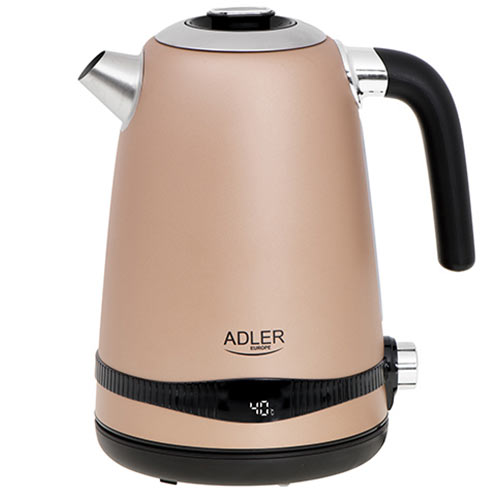 ADLER 1,7L STEEL ELECTRIC KETTLE WITH LCD AND TEMPERATURE CONTROL GOLD