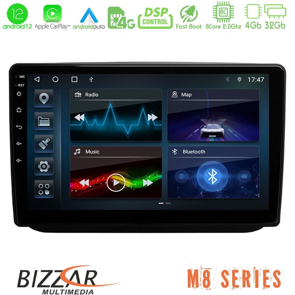 Bizzar m8 Series Skoda Fabia 2007-2014 8core Android13 4+32gb Navigation Multimedia Tablet 10 u-m8-Sk0486