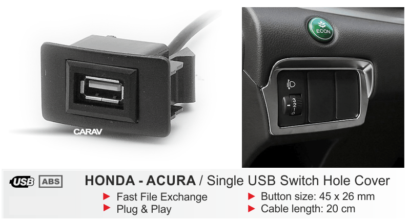 CARAV Industries Inc. Usb καπάκι για Honda / Acura 17.005