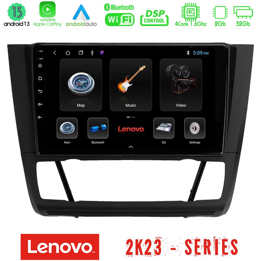 Lenovo car pad bmw 1series E81/e82/e87/e88 (Auto A/c) 4core Android 13 2+32gb Navigation Multimedia Tablet 9 u-len-Bm1012