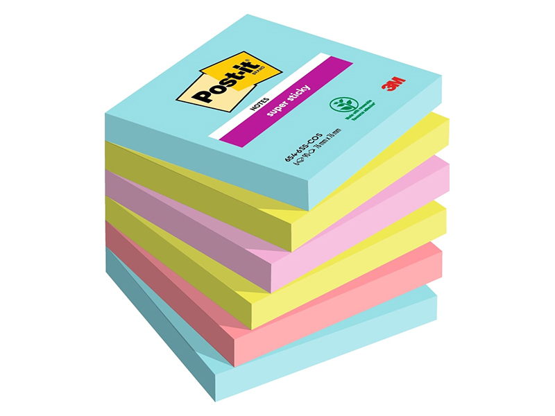 Αυτοκόλλητα Χαρτάκια 3M Post-it 76 x 76 mm (90 Φύλλα,6άδα) (654-6SS-COS) (MMM654-6SS-COS)