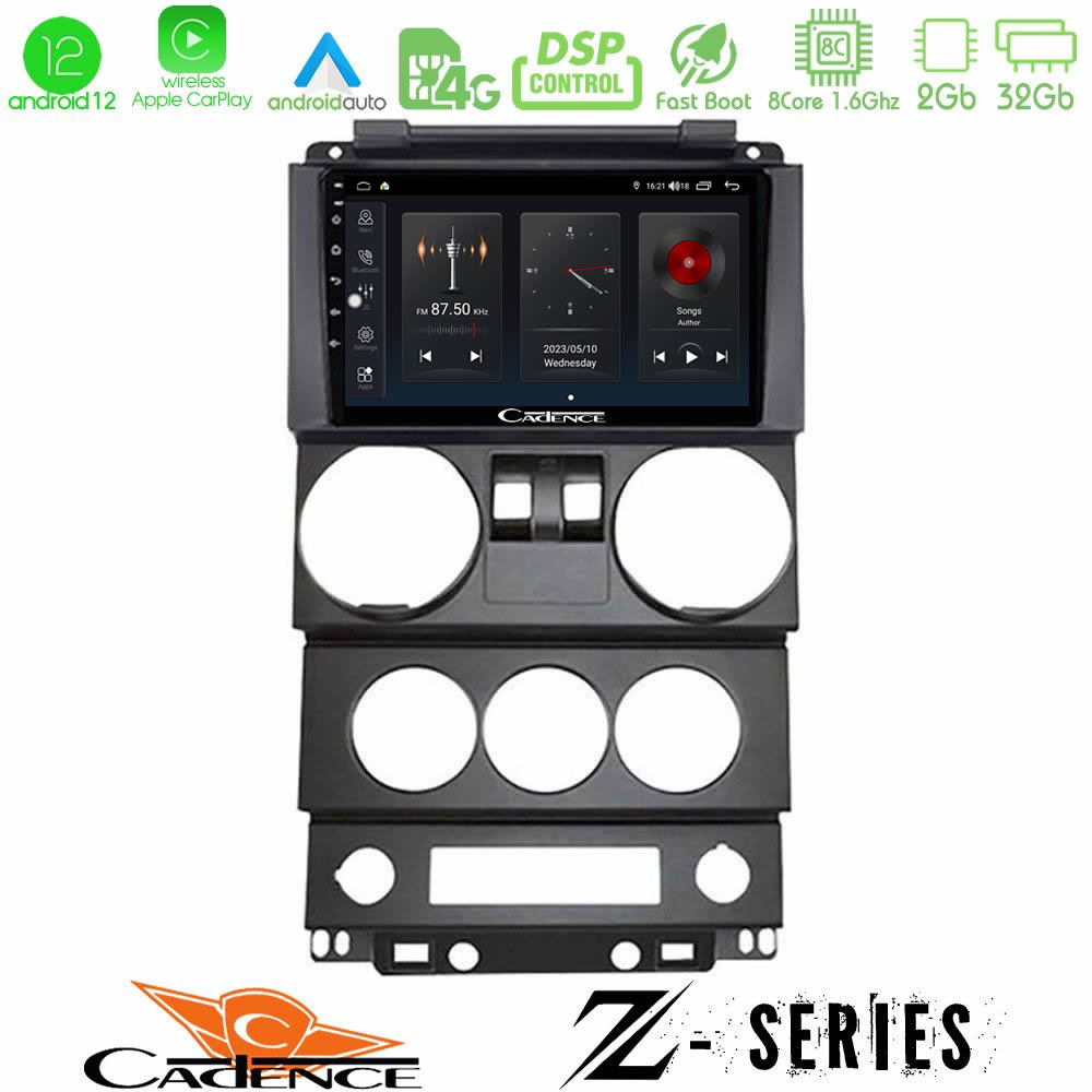 Cadence z Series Jeep Wrangler 2door 2008-2010 8core Android12 2+32gb Navigation Multimedia Tablet 9 u-z-Jp022n