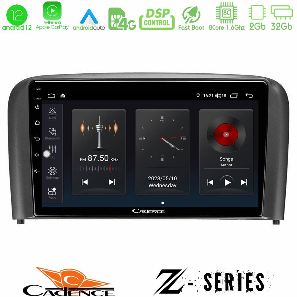 Cadence z Series Volvo s80 1998-2006 8core Android12 2+32gb Navigation Multimedia Tablet 9 u-z-Vl0971