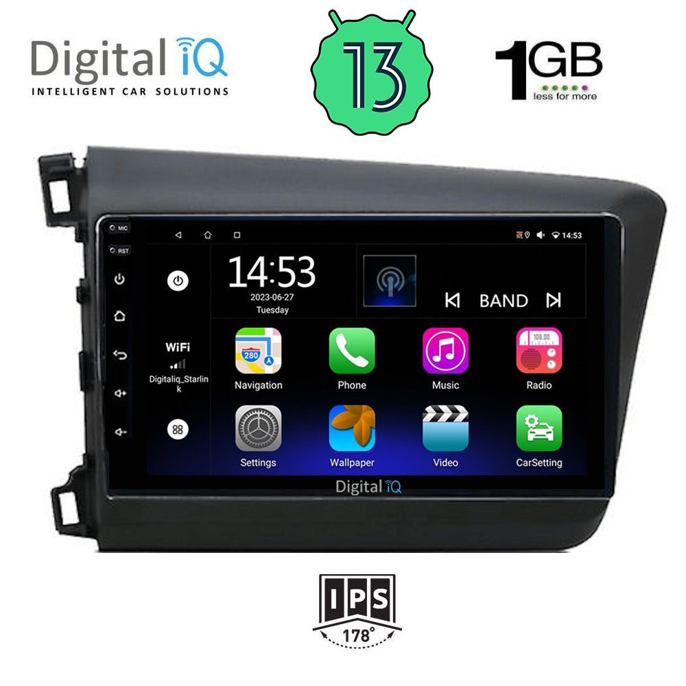 DIGITAL IQ RSA 11904D_GPS (9inc) MULTIMEDIA TABLET OEM HONDA CIVIC 4Doors mod. 2012-2016