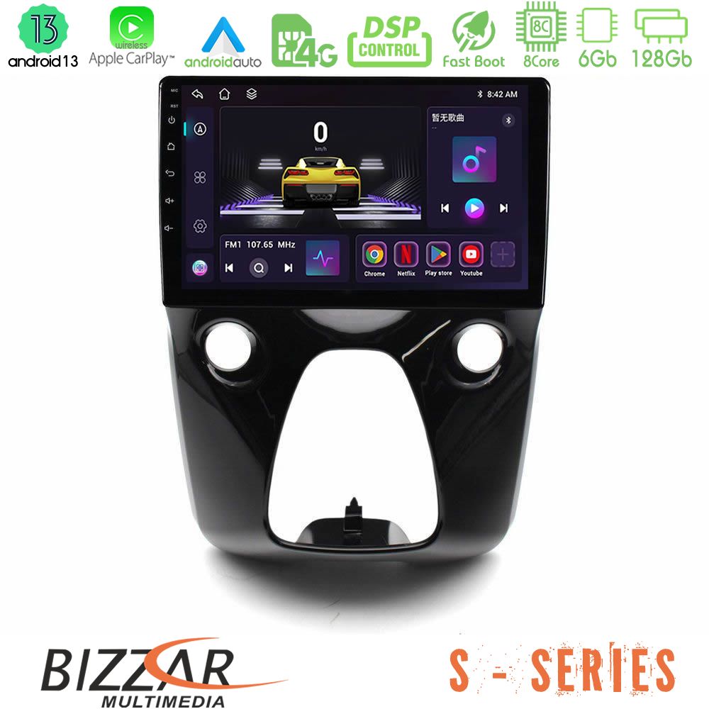 Bizzar s Series Toyota Aygo | Citroen c1 | Peugeot 108 8core Android13 6+128gb Navigation Multimedia 10 u-s-Ty0900