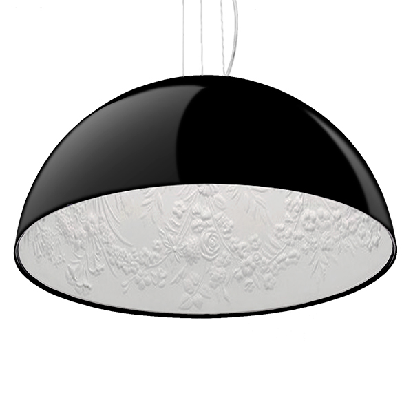 GloboStar® SERENIA BLACK 01151 Μοντέρνο Κρεμαστό Φωτιστικό Οροφής Μονόφωτο 1 x E27 AC220-240V - Φ40 x Υ20cm - Μαύρο Γύψινο Καμπάνα