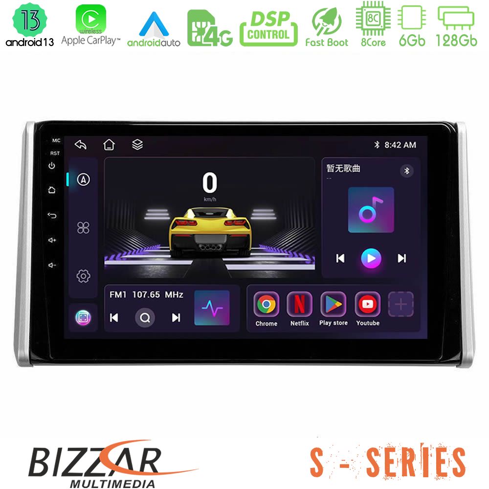 Bizzar s Series Toyota Rav4 2019-2023 8core Android13 6+128gb Navigation Multimedia Tablet 10 u-s-Ty0542