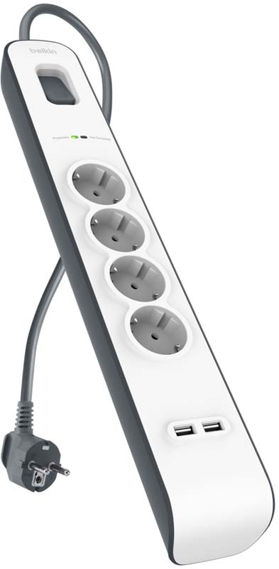 2,4 Amp USB Charging 4-outlet Surge Protection Strip