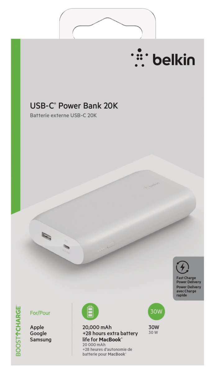 Belkin BPB002btWH USB-C PD Power Bank 20K