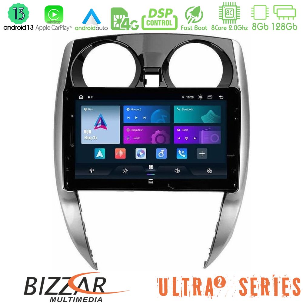 Bizzar Ultra Series Nissan Note 2013-2018 8core Android13 8+128gb Navigation Multimedia Tablet 10 u-ul2-Ns0481