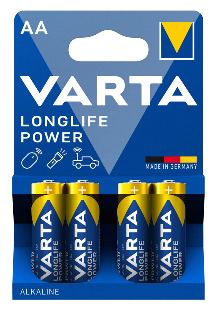VARTA αλκαλικές μπαταρίες Longlife Power, AA/LR6, 1.5V, 4τμχ