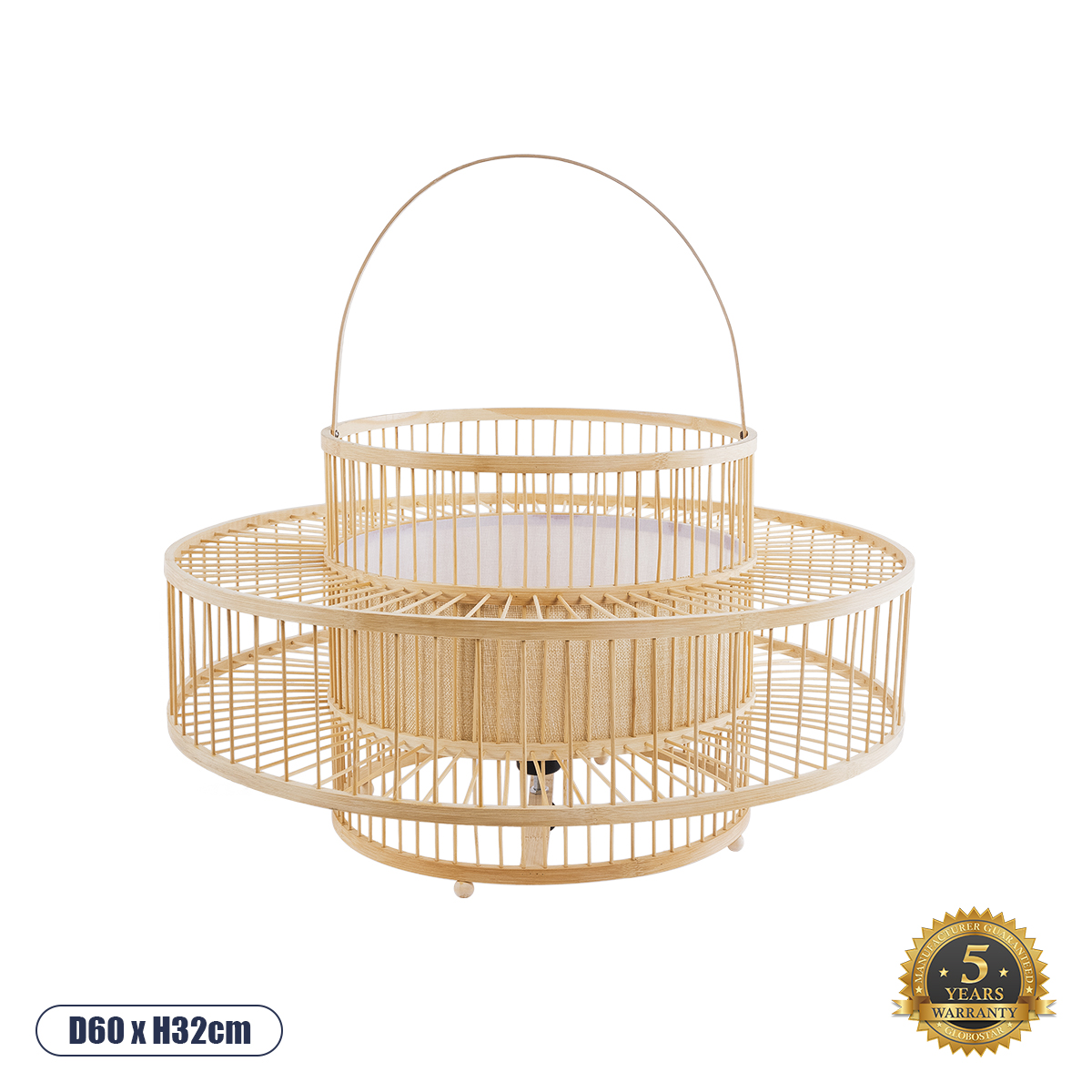 GloboStar® SORENIA 02004 Boho Επιδαπέδιο Φωτιστικό Μονόφωτο 1 x E27 IP20 Μπεζ Ξύλο - Μ60 x Π60 x Υ32cm