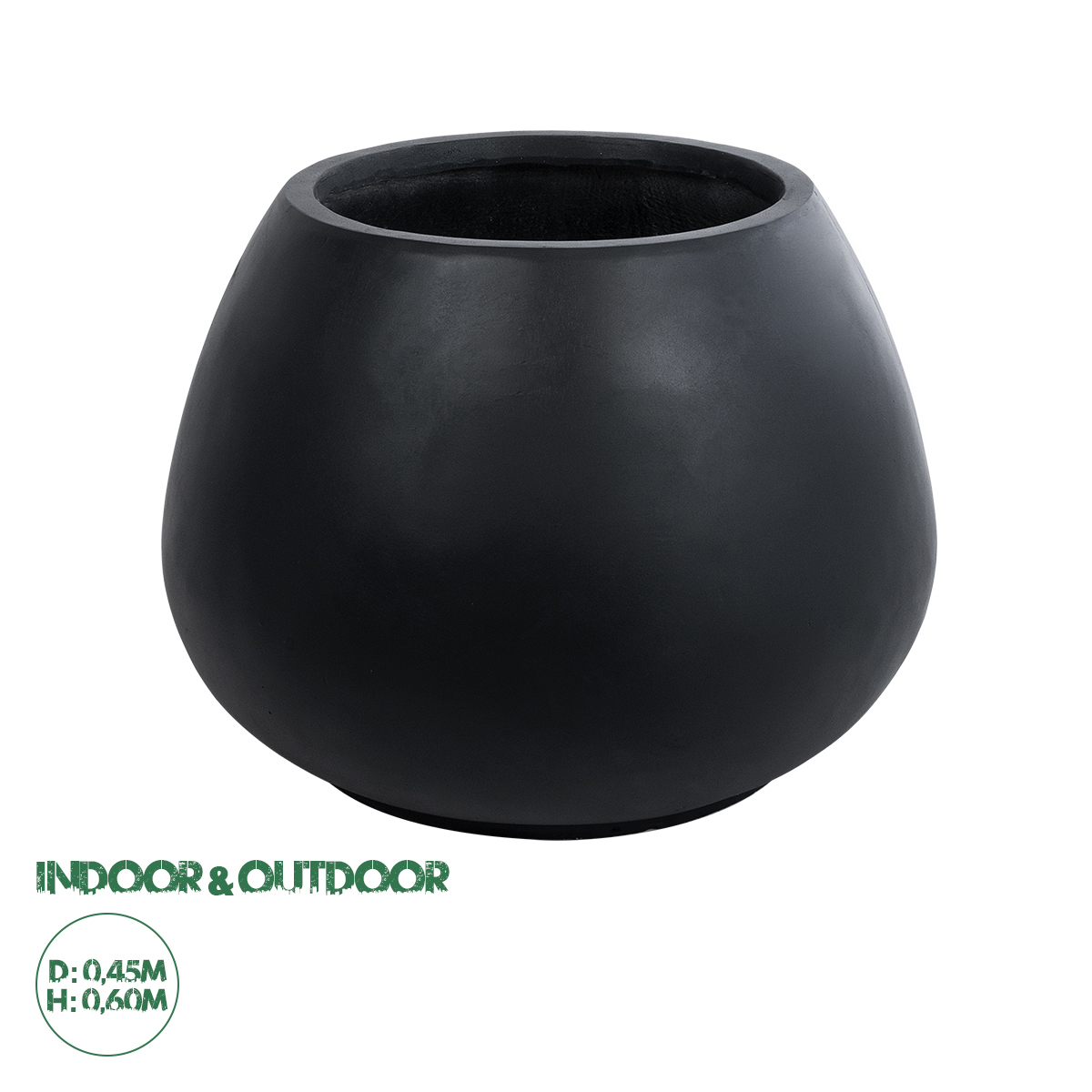 GloboStar® Artificial Garden COLOMBO 20695 Διακοσμητικό Πολυεστερικό Τσιμεντένιο Κασπώ Γλάστρα - Flower Pot Μαύρο Φ60 x Υ45cm