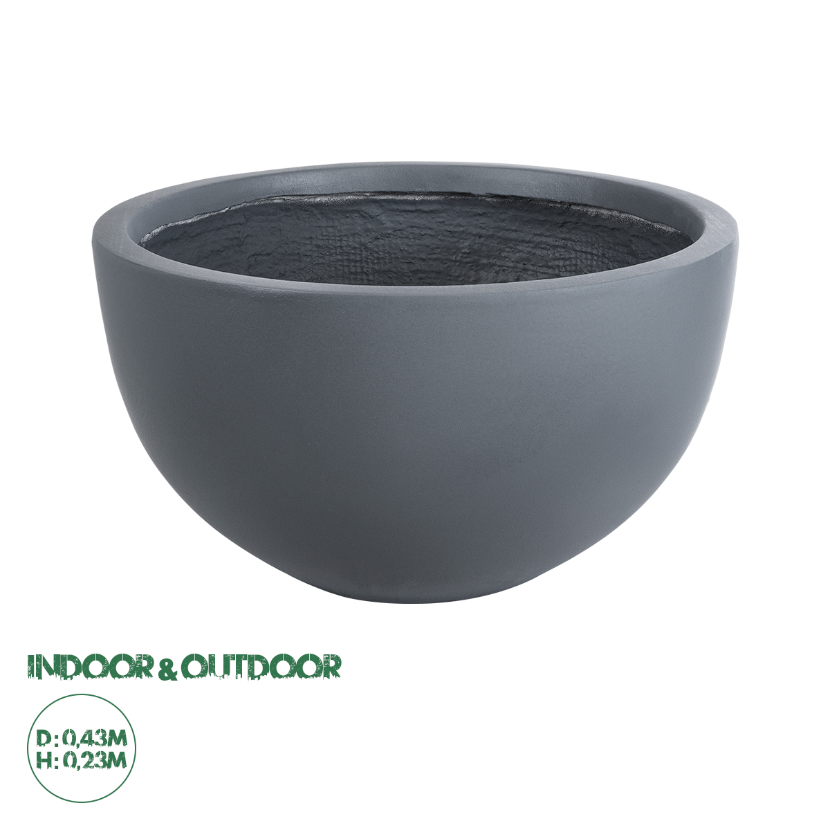 GloboStar® Artificial Garden BALTIMORE 20696 Διακοσμητικό Πολυεστερικό Τσιμεντένιο Κασπώ Γλάστρα - Flower Pot Γκρι Φ43 x Υ23cm