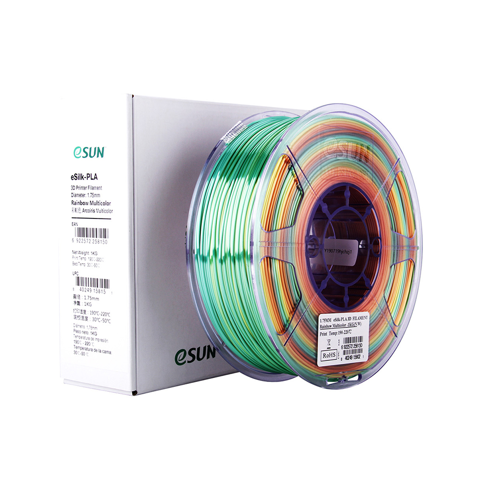 ESUN PLA 3D Printer Filament - Multicolor eSilk- spool of 1Kg - 1.75mm (REFPLAMULTI1000MM175)