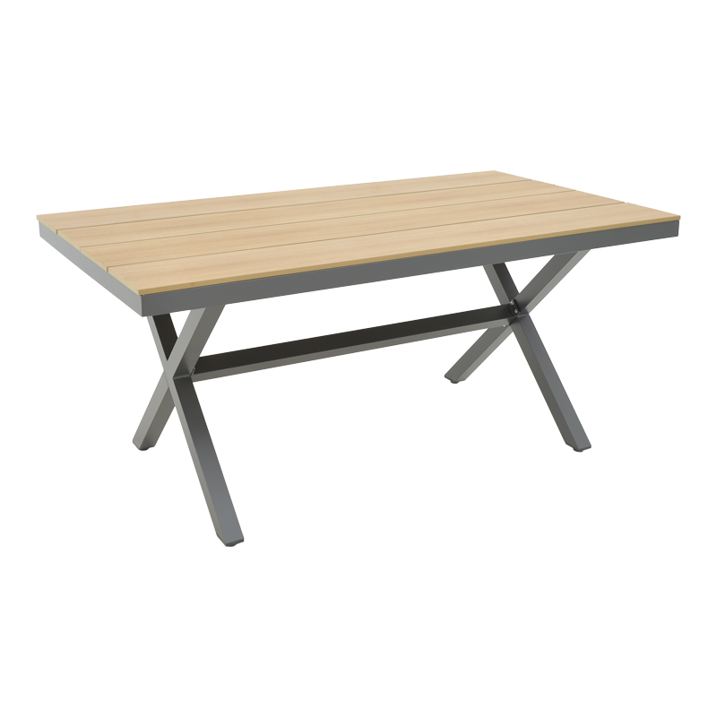 Τραπέζι Thorio pakoworld ξύλο επιφάνεια καρυδί-μαύρο πόδι αλουμινίου 160x90x75εκ