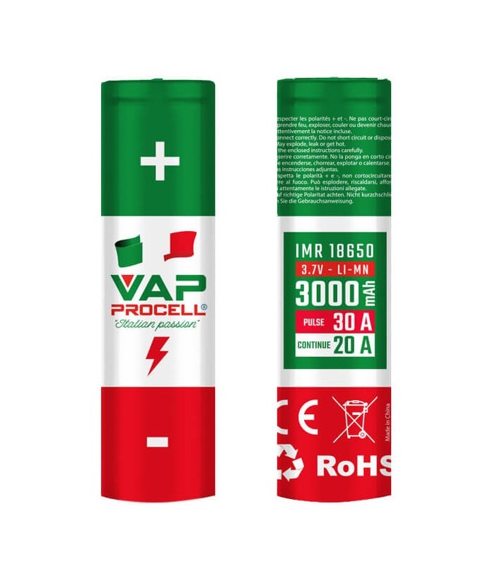 18650 Vap Procell IMR 3000mAh 30A - Italian Design