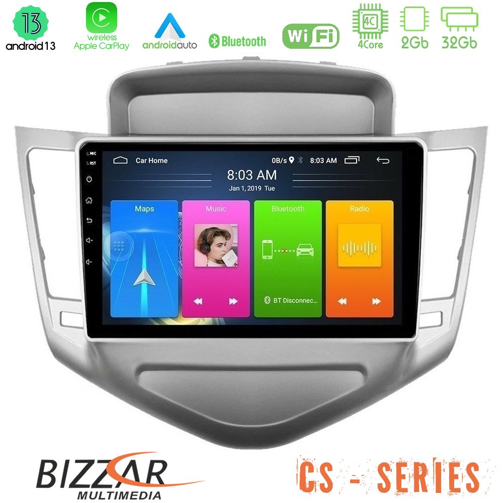 Bizzar cs Series 4core Android13 2+32gb Chevrolet Cruze 2009-2012 Navigation Multimedia Tablet 9 u-cs-Cv036n