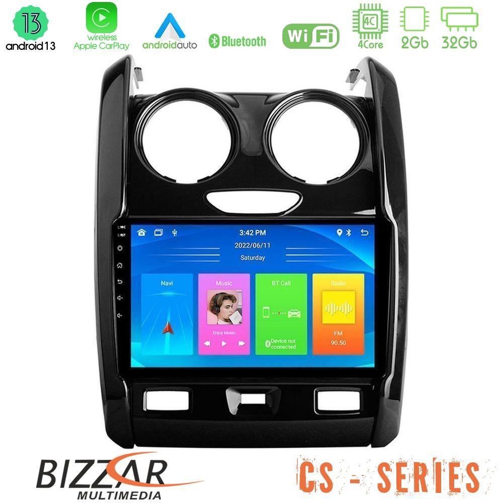 Bizzar cs Series 4core Android13 2+32gb Dacia Duster 2014-2018 Navigation Multimedia Tablet 9 u-cs-Dc0430