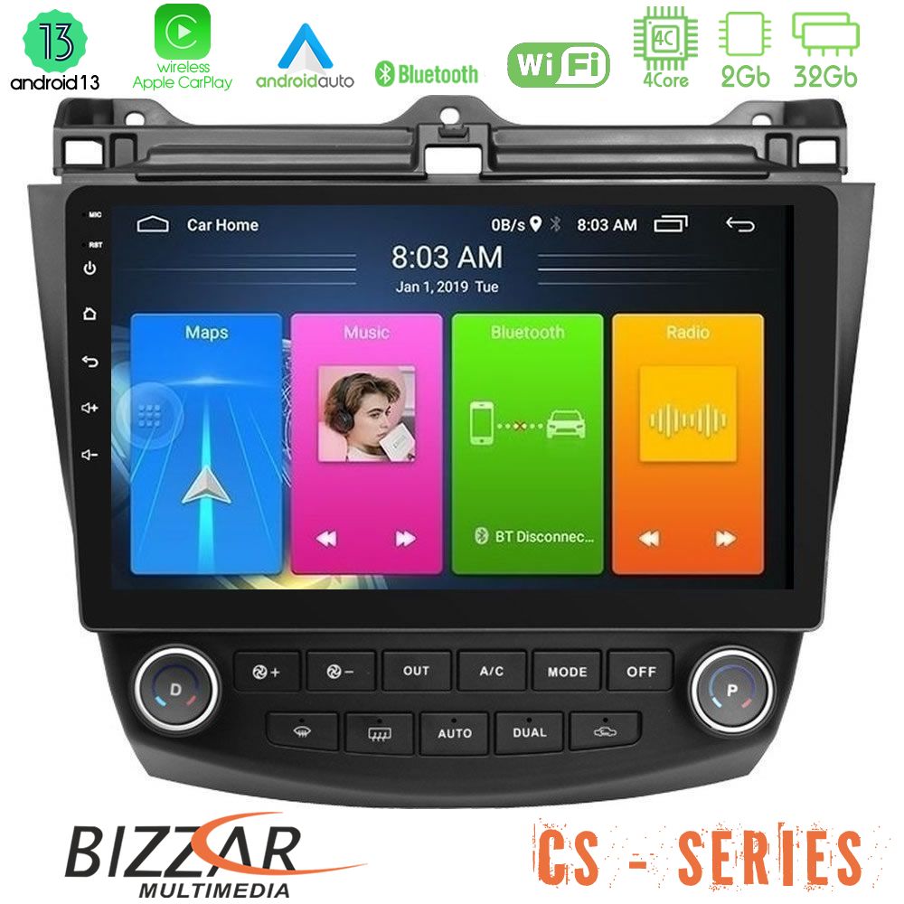 Bizzar cs Series 4core Android13 2+32gb Honda Accord 2002-2008 Navigation Multimedia Tablet 10 u-cs-Hd0669