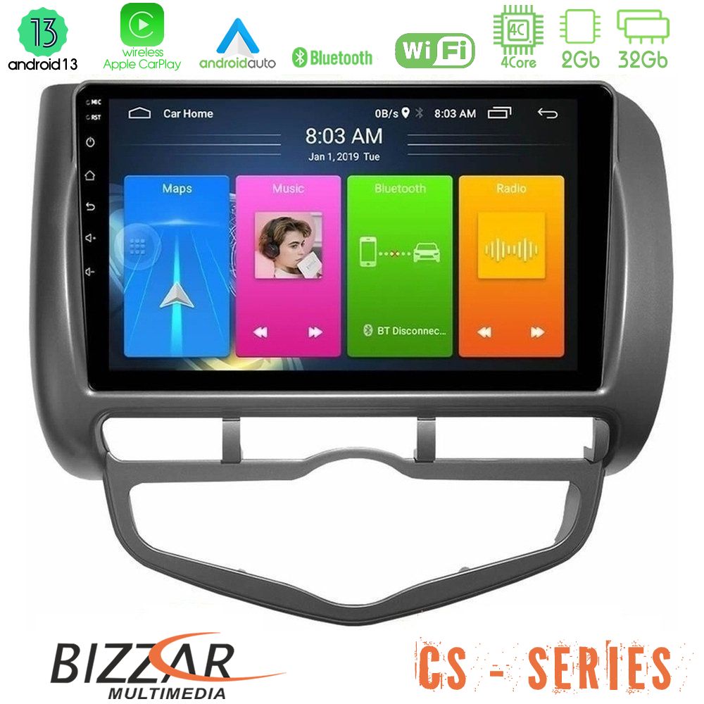 Bizzar cs Series 4core Android13 2+32gb Honda Jazz 2002-2008 (Auto A/c) Navigation Multimedia Tablet 9 u-cs-Hd101n