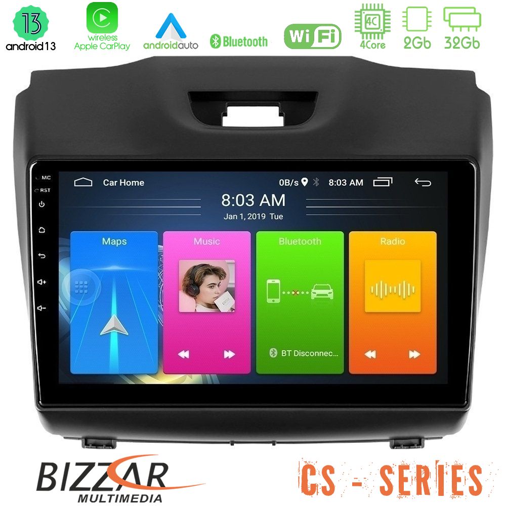 Bizzar cs Series 4core Android13 2+32gb Isuzu d-max 2012-2019 Navigation Multimedia Tablet 9 u-cs-Iz588