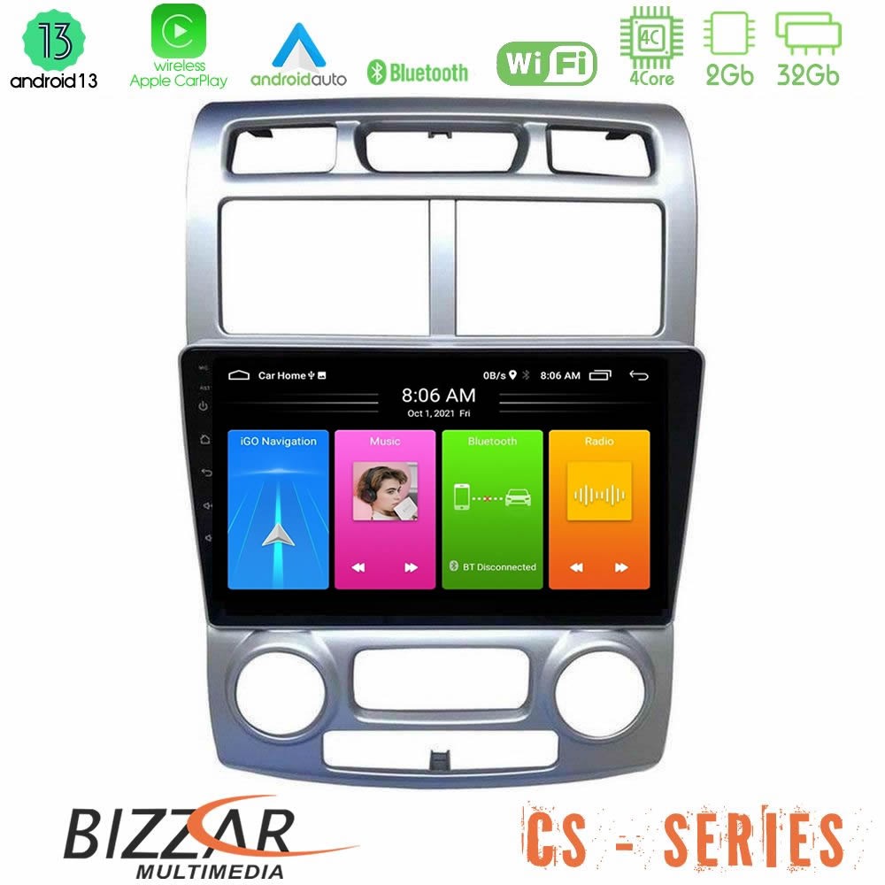 Bizzar cs Series 4core Android13 2+32gb kia Sportage 2005-2008 Navigation Multimedia Tablet 9 u-cs-Ki1044