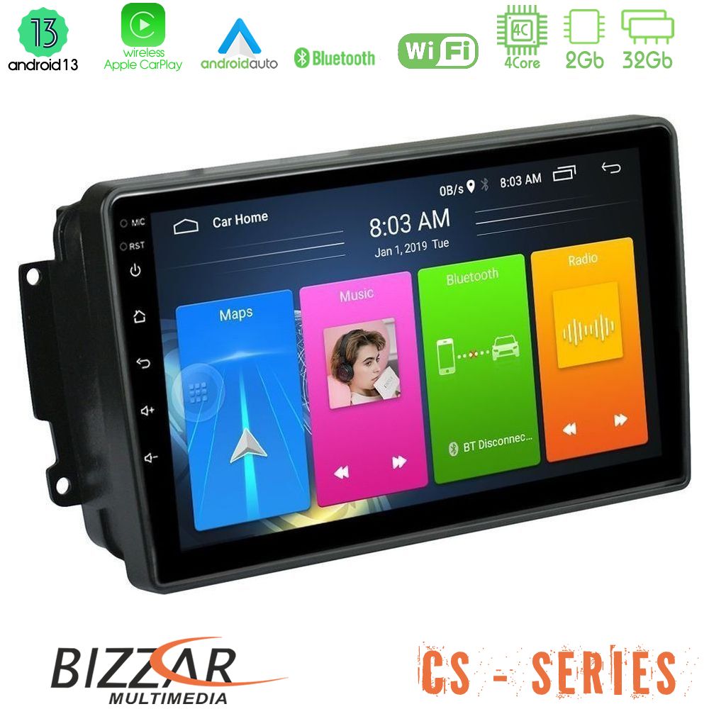 Bizzar cs Series 4core Android13 2+32gb Mercedes C/clk/g Class (W203/w209) Navigation Multimedia Tablet 9 u-cs-Mb0566