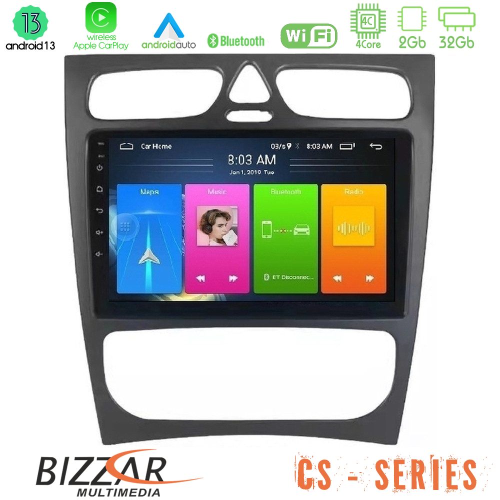 Bizzar cs Series 4core Android13 2+32gb Mercedes c Class (W203) Navigation Multimedia Tablet 9 u-cs-Mb0925