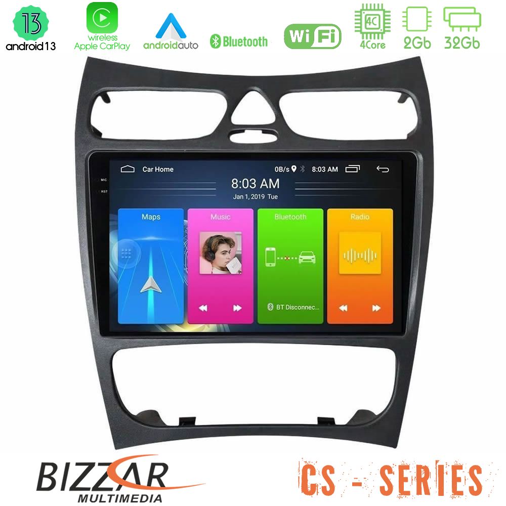 Bizzar cs Series 4core Android13 2+32gb Mercedes clk Class W209 2000-2004 Navigation Multimedia Tablet 9 u-cs-Mb1452