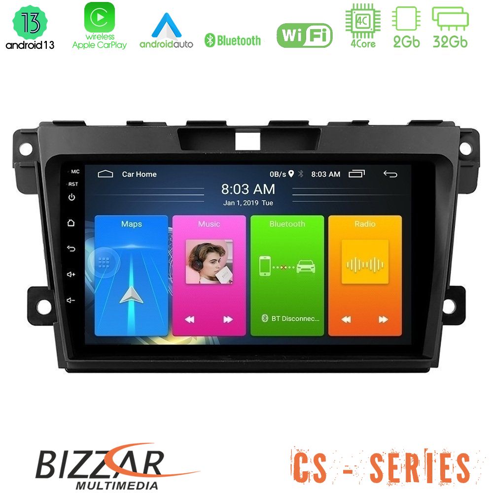 Bizzar cs Series 4core Android13 2+32gb Mazda cx-7 2007-2011 Navigation Multimedia Tablet 9 u-cs-Mz968