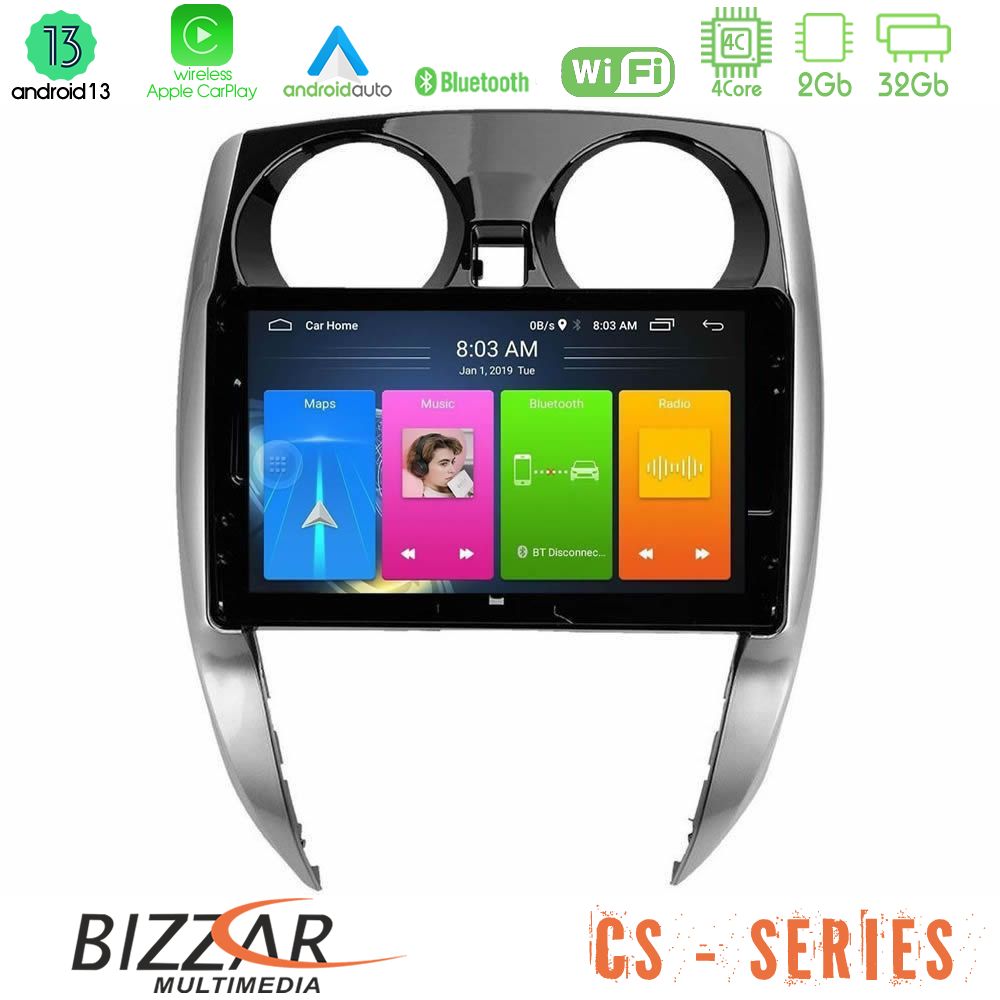 Bizzar cs Series 4core Android13 2+32gb Nissan Note 2013-2018 Navigation Multimedia Tablet 10 u-cs-Ns0481