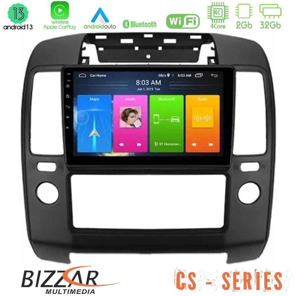 Bizzar cs Series 4core Android13 2+32gb Nissan Navara Navigation Multimedia Tablet 9 u-cs-Ns0900