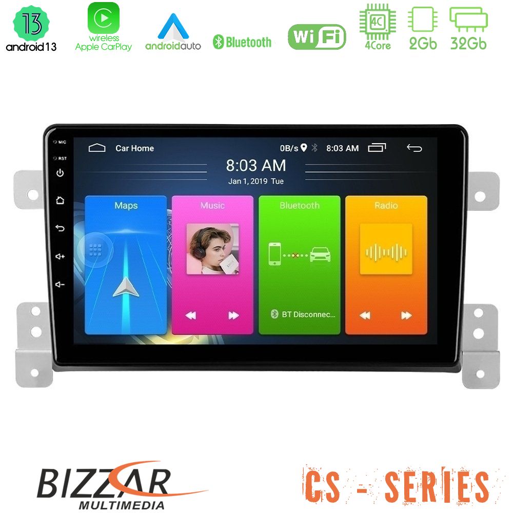 Bizzar cs Series 4core Android13 2+32gb Suzuki Grand Vitara Navigation Multimedia Tablet 9 u-cs-Sz0630