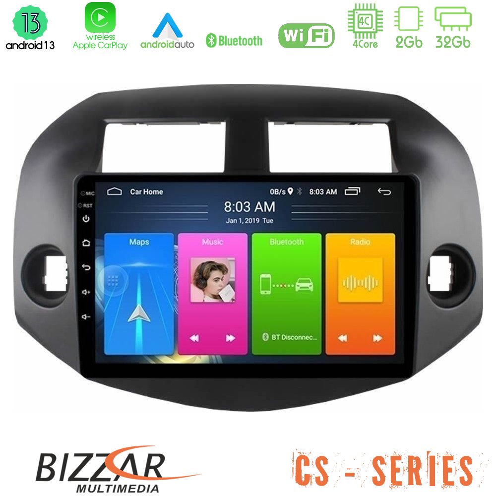 Bizzar cs Series 4core Android13 2+32gb Toyota Rav4 2006-2012 Navigation Multimedia Tablet 10 u-cs-Ty0165