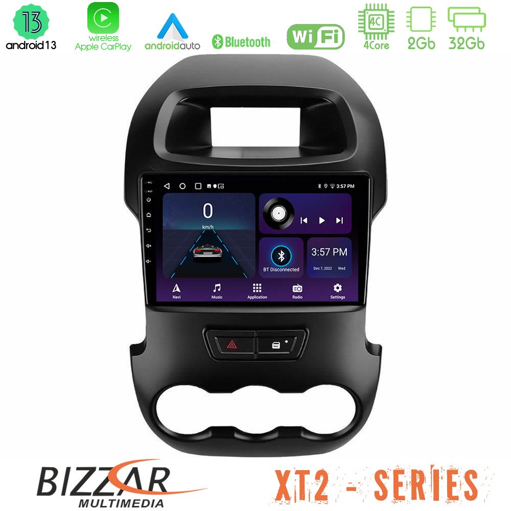 Bizzar xt2 Series 4core Android13 2+32gb Ford Ranger 2012-2016 Navigation Multimedia Tablet 9 u-xt2-Fd0591