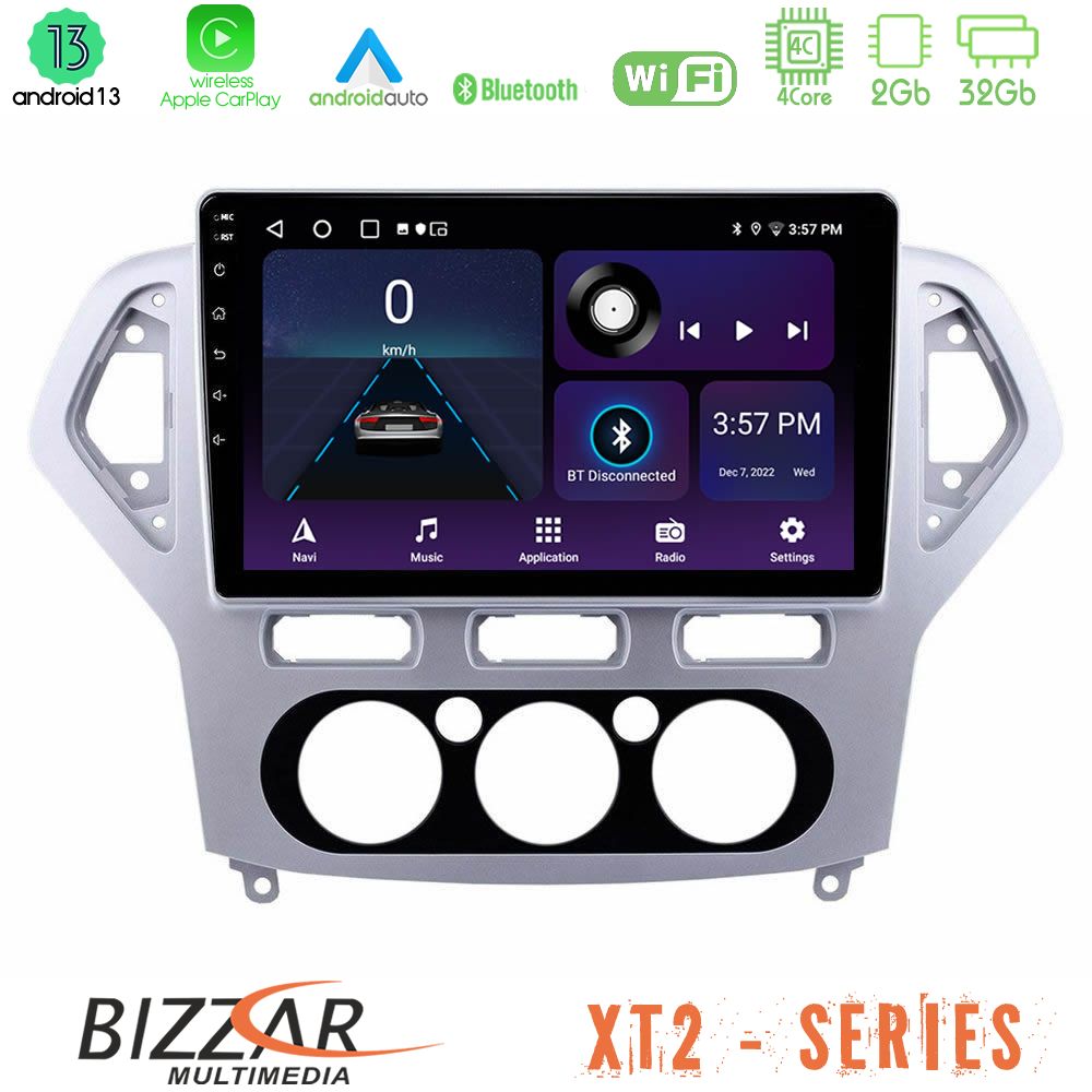 Bizzar xt2 Series 4core Android13 2+32gb Ford Mondeo 2007-2010 Manual a/c Navigation Multimedia Tablet 10 u-xt2-Fd0919