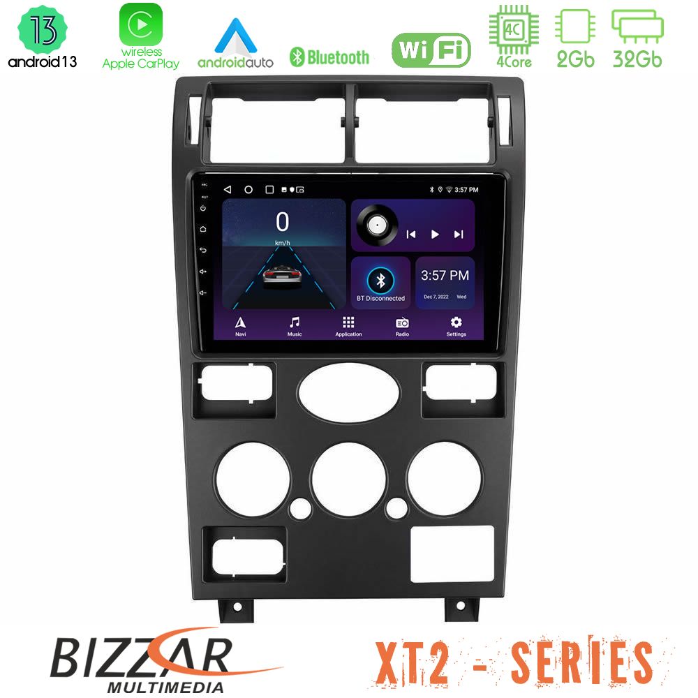 Bizzar xt2 Series 4core Android13 2+32gb Ford Mondeo 2001-2004 Navigation Multimedia Tablet 9 u-xt2-Fd1193