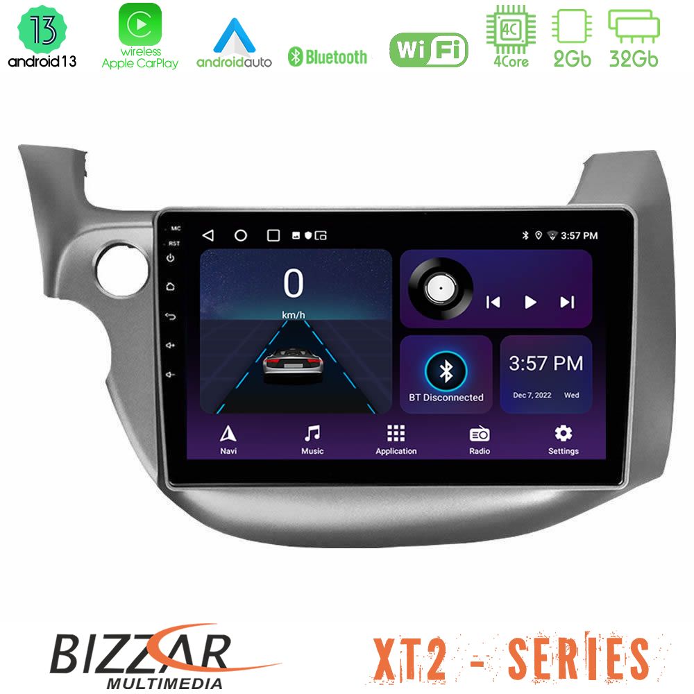 Bizzar xt2 Series 4core Android13 2+32gb Honda Jazz 2009-2013 Navigation Multimedia Tablet 10 u-xt2-Hd098t