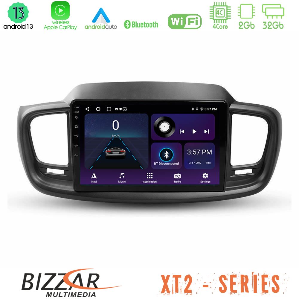 Bizzar xt2 Series 4core Android13 2+32gb kia Sorento 2018-2021 Navigation Multimedia Tablet 9 u-xt2-Ki0248