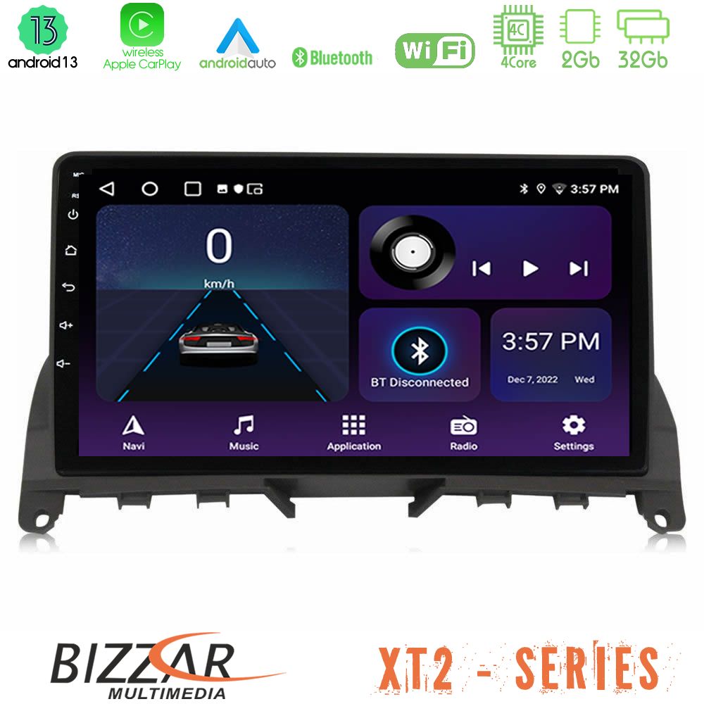 Bizzar xt2 Series 4core Android13 2+32gb Mercedes c Class W204 Navigation Multimedia Tablet 9 u-xt2-Mb0842