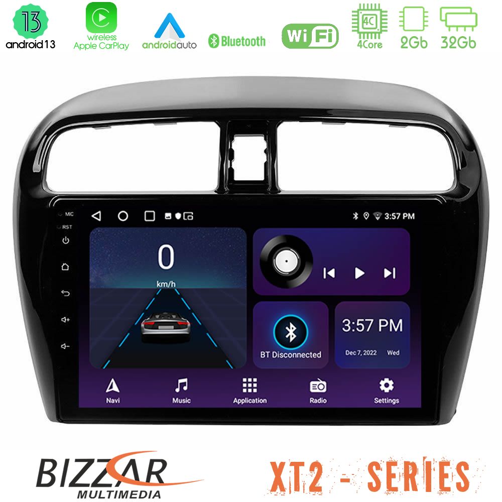 Bizzar xt2 Series 4core Android13 2+32gb Mitsubishi Space Star 2013-2016 Navigation Multimedia Tablet 9 u-xt2-Mt0602