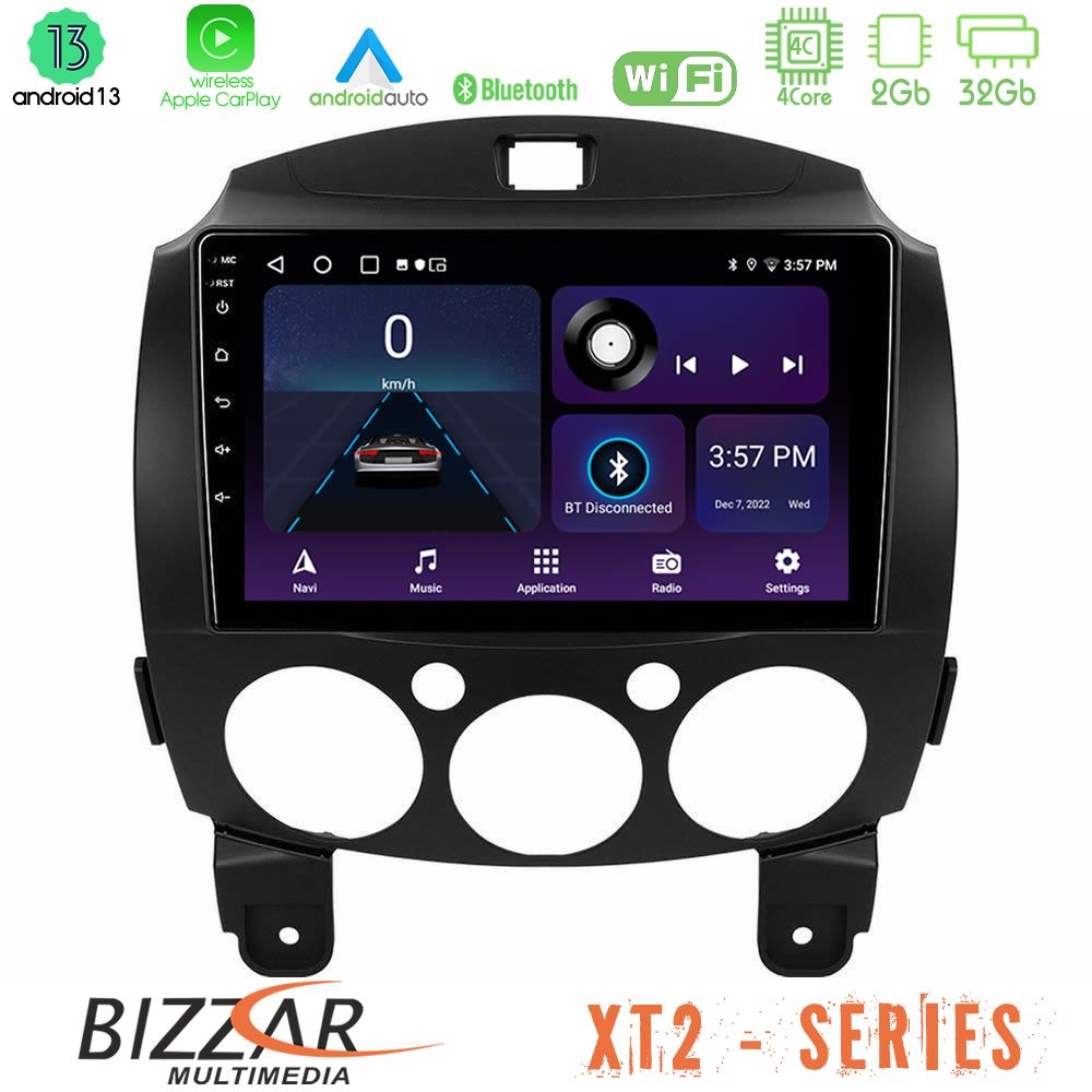 Bizzar xt2 Series 4core Android13 2+32gb Mazda 2 2008-2014 Navigation Multimedia Tablet 9 u-xt2-Mz0667