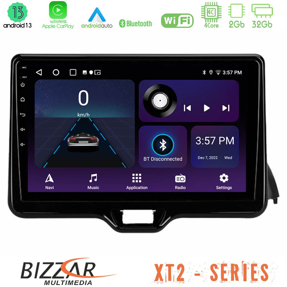 Bizzar xt2 Series 4core Android13 2+32gb Toyota Yaris 2020-&Gt; Navigation Multimedia Tablet 9 u-xt2-Ty1079