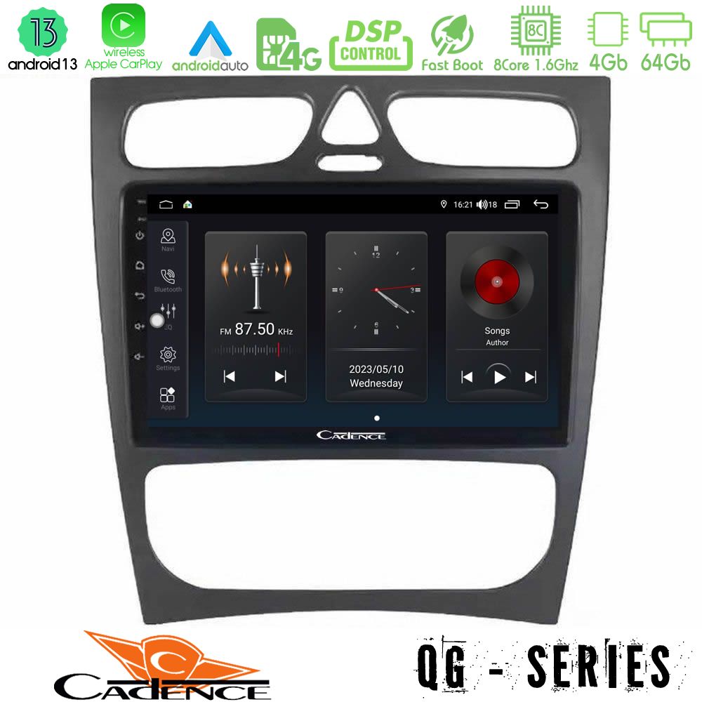 Cadence qg Series 8core Android13 4+64gb Mercedes c Class (W203) Navigation Multimedia Tablet 9 u-qg-Mb0925