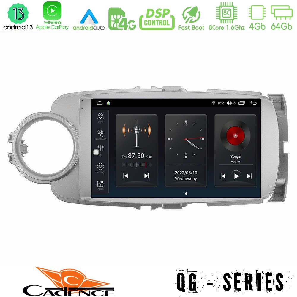 Cadence qg Series 8core Android13 4+64gb Toyota Yaris Navigation Multimedia Tablet 9 (Μαύρο Χρώμα) u-qg-Ty0635