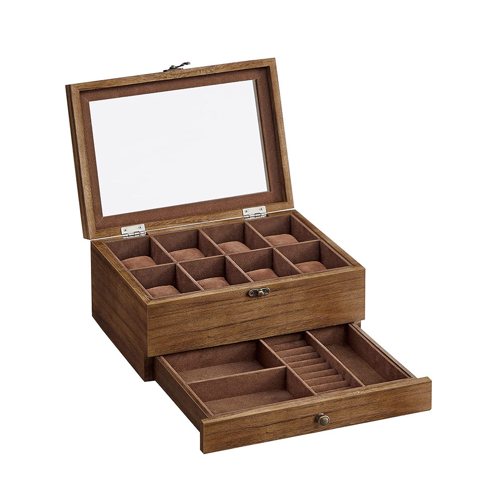 Songmics Watch Box Rustic Walnut 19 x 27 x 12.5 cm (JOW008K01) (SNGJOW008K01)