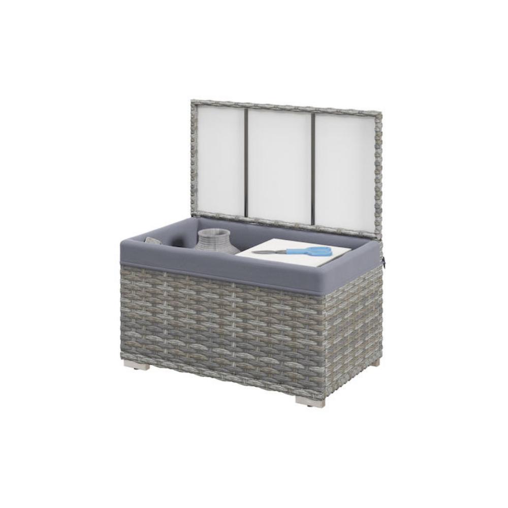 Outsunny Garden Storage Box Με Εσωτερική Αδιάβροχη Υφασμάτινη Επένδυση Γκρι 76x45x48 (865-018V00GY) (OUT865-018V00GY)