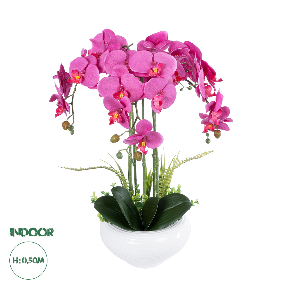 GloboStar® Artificial Garden DARK PINK ORCHID 21123 Διακοσμητικό Φυτό Φούξια Ορχιδέα Υ50cm