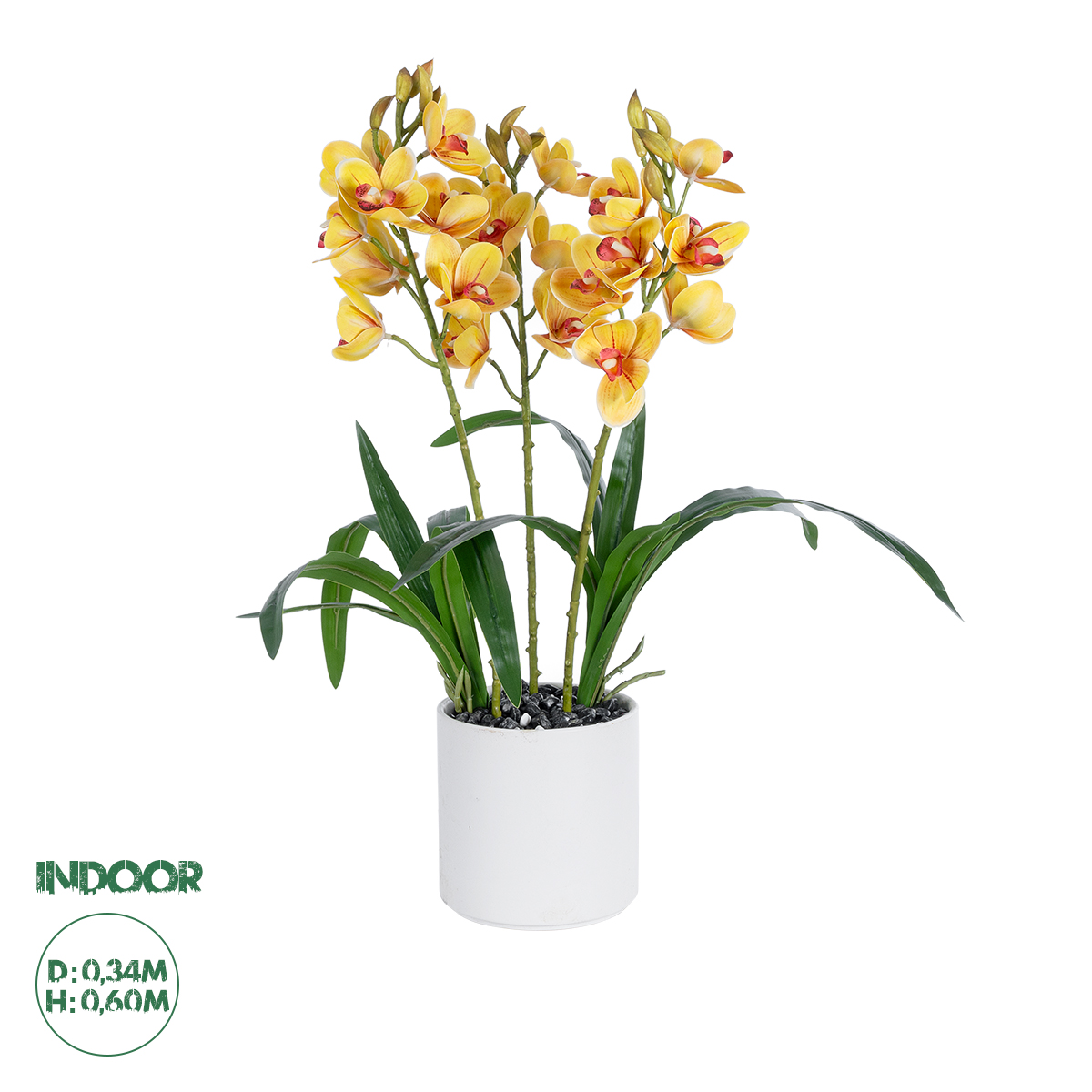 GloboStar® Artificial Garden YELLOW CHERRY CUMBIDIUM 21401 Διακοσμητικό Φυτό Κίτρινο Κυμβίδιο Υ60cm